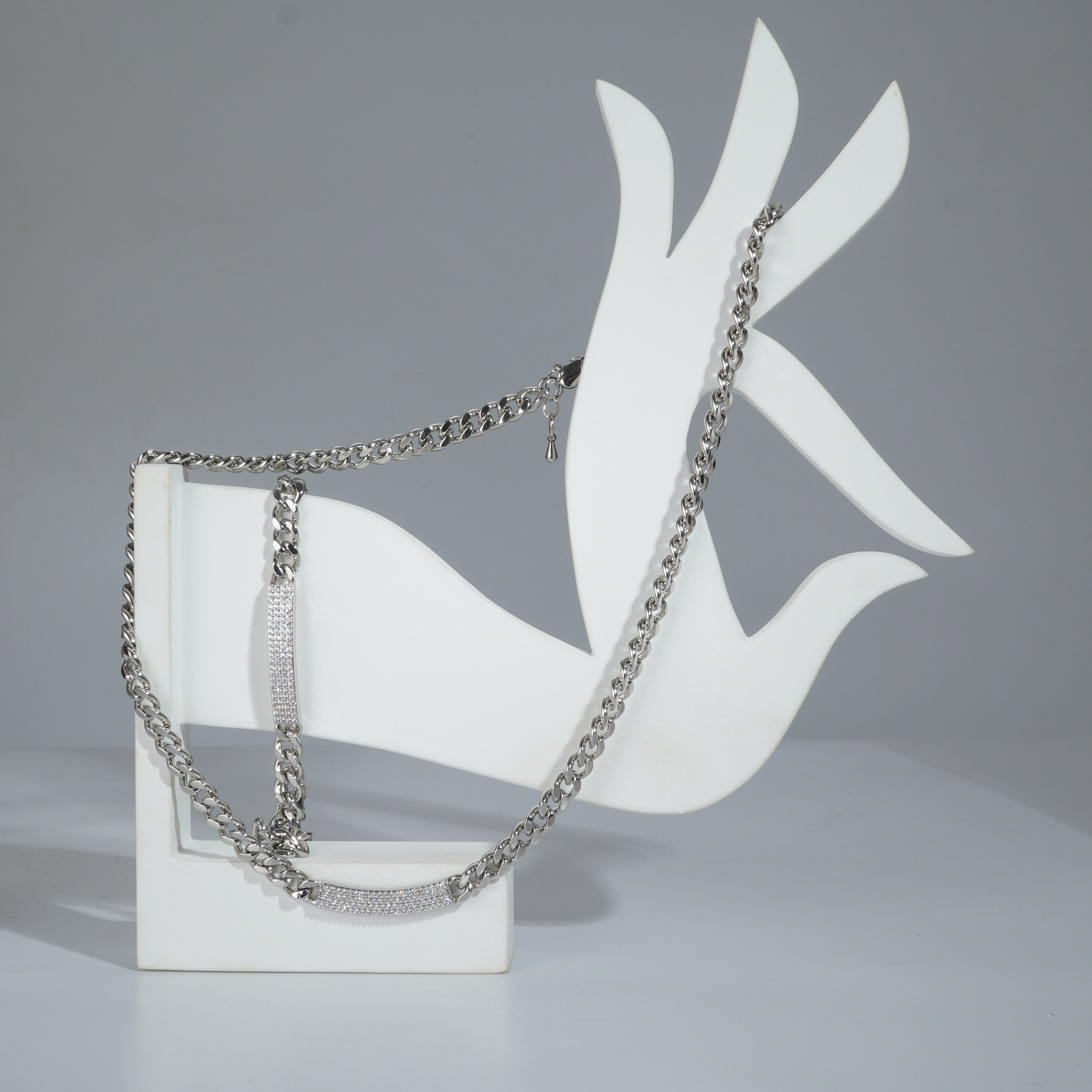 Silverpolish Necklace And Bracelet With Diamond Combo Jewelry