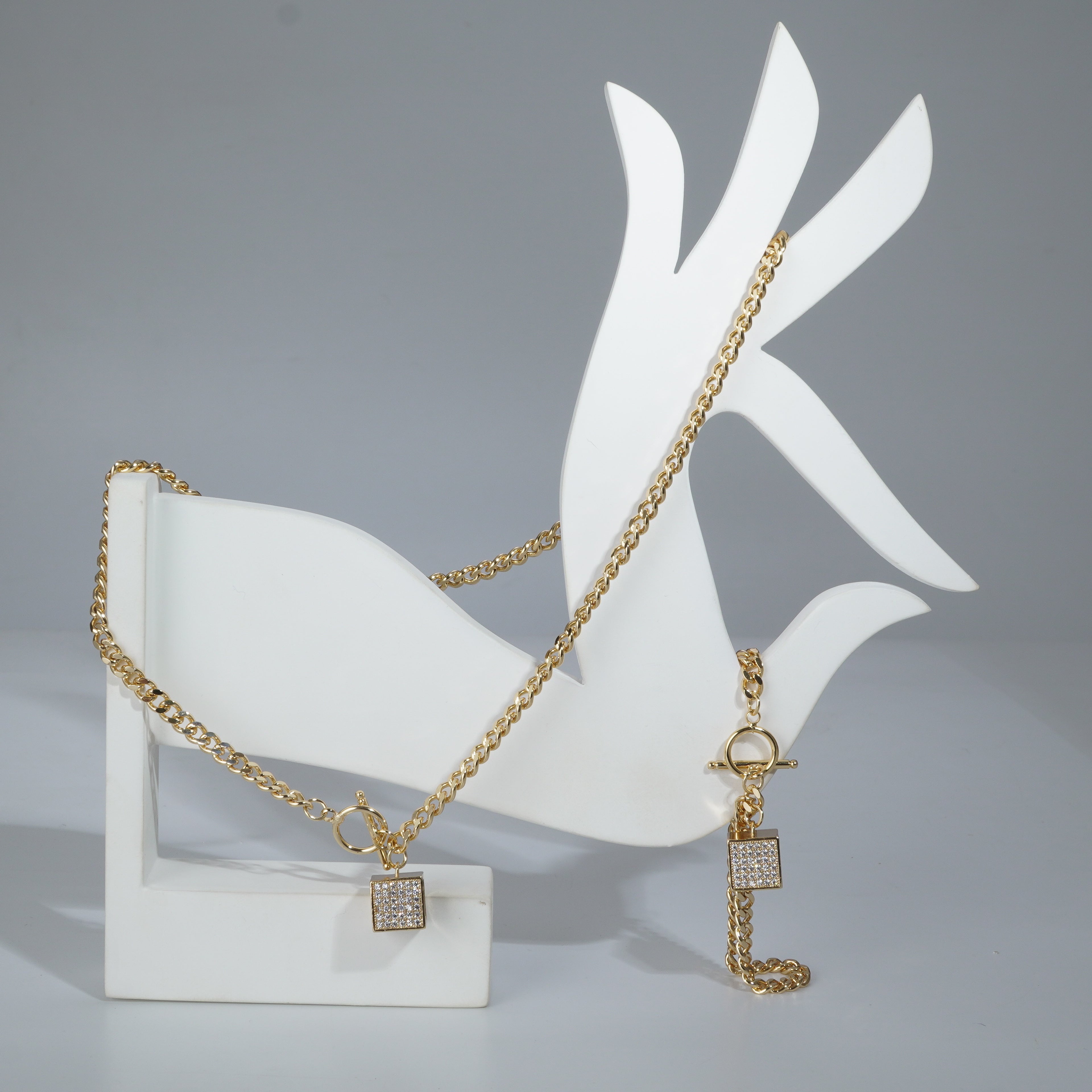 Goldpolish Square Pendent With Diamond Combo Jewelry