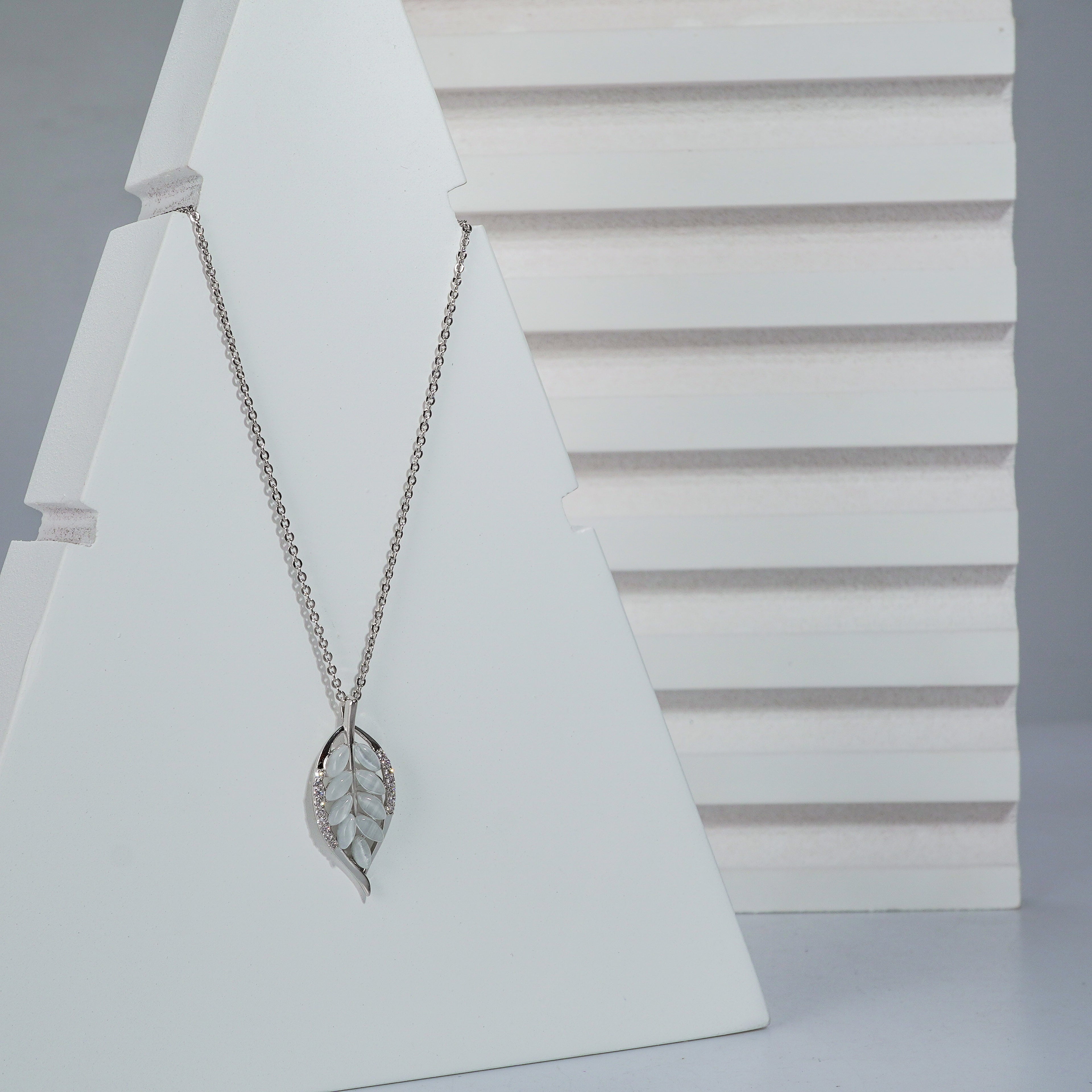 Imported Silvertone Leaf Design Pendent With Chain