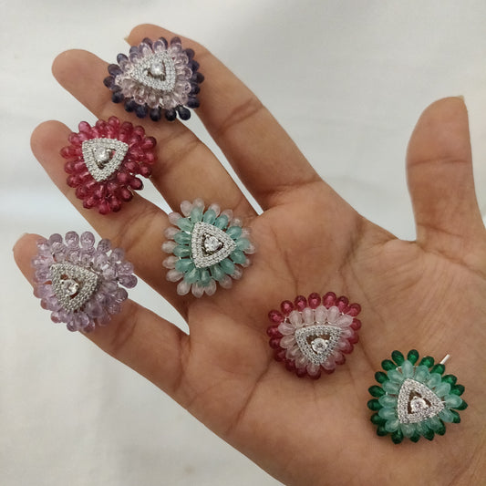 Geometric Triangle Stud Earrings With Colors