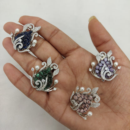 Elegant Sapphire & Diamond Cluster Earrings With Colors