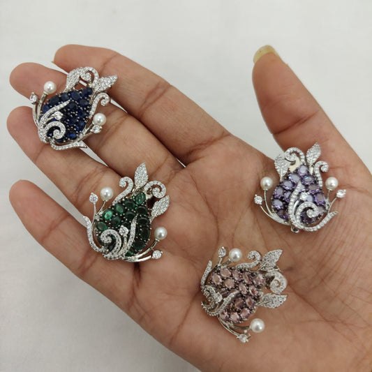 Elegant Sapphire & Diamond Cluster Earrings With Colors