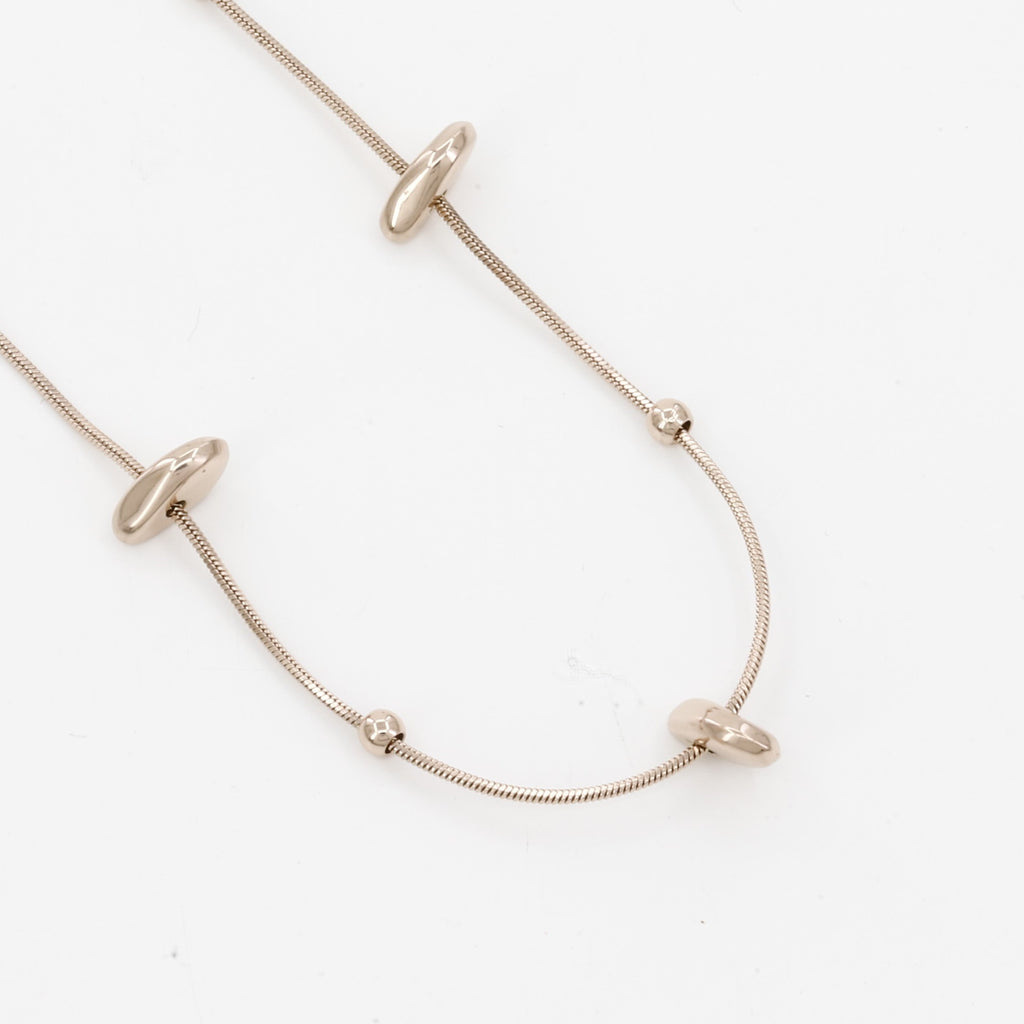 Minimalist Gold Pebble Station Necklace