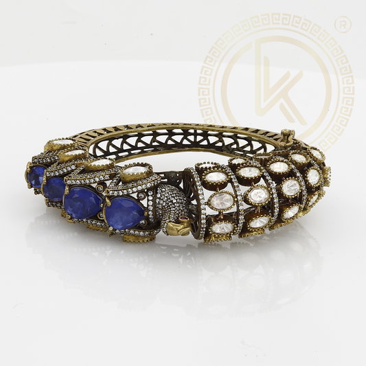 Handcrafted Gemstone Accents Peacock Kada
