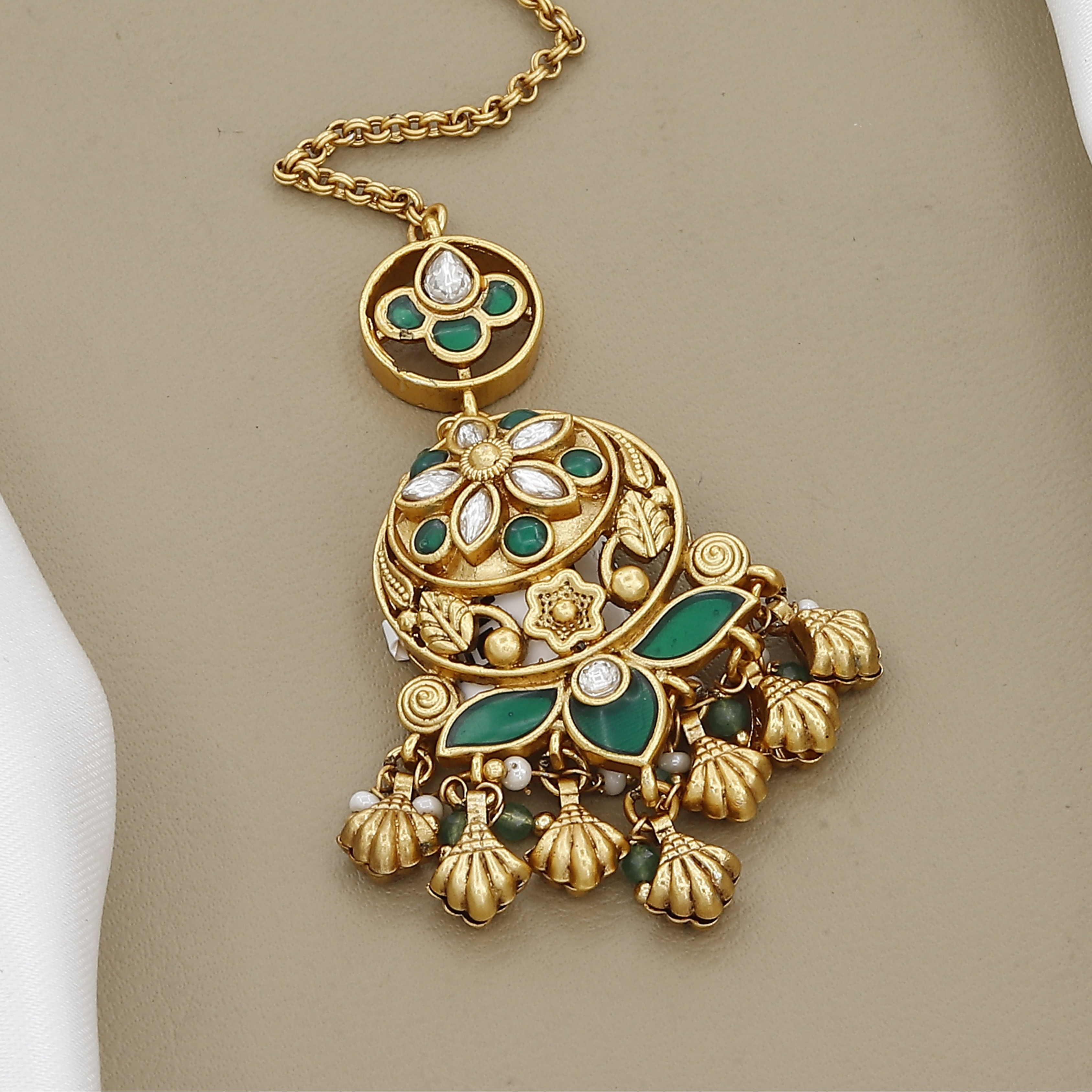 Authentic Antique Wedding Maang Tikka with Colors