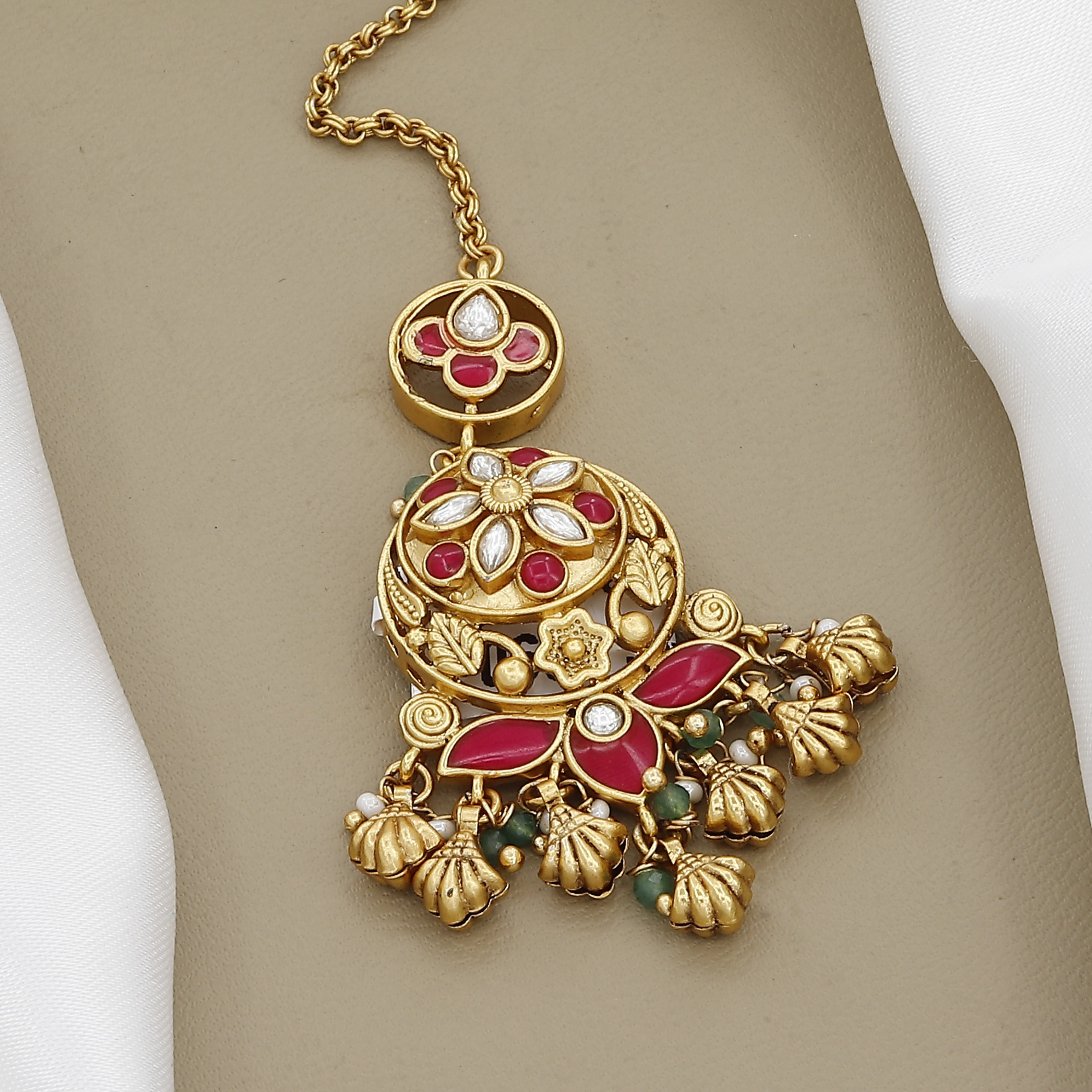 Authentic Antique Wedding Maang Tikka with Colors