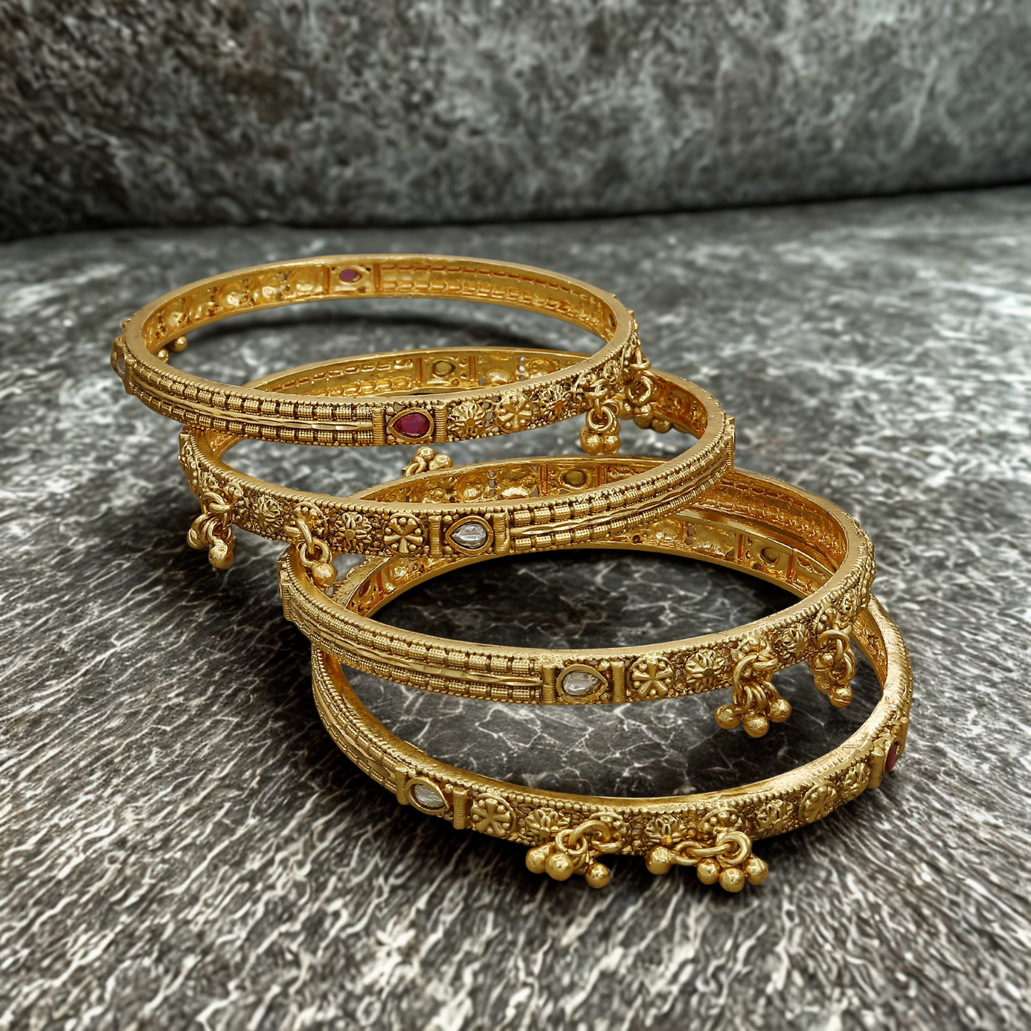 Classic Antique Set of 4 Bangles with a Modern Look