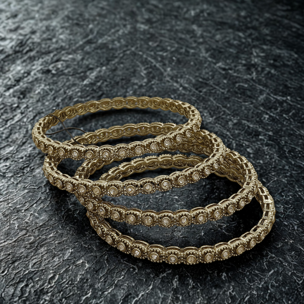 Mahendi Polish Solitaire American Diamond Set of 4 Bangles