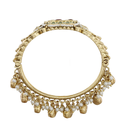 Traditional Heritage Kada with Red Rubies & Enamel Work