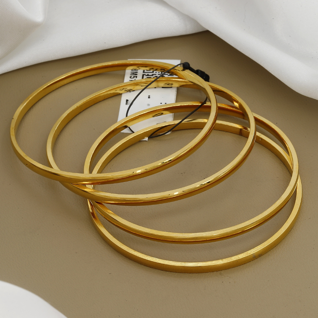 Simple No Design Set Of 4 Gold Tone Bangles Set for Daily Wear