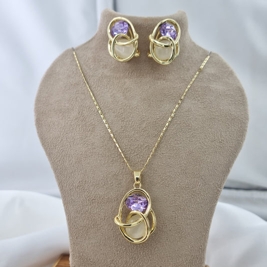 18k Golden Swarovski Party Pendent Set