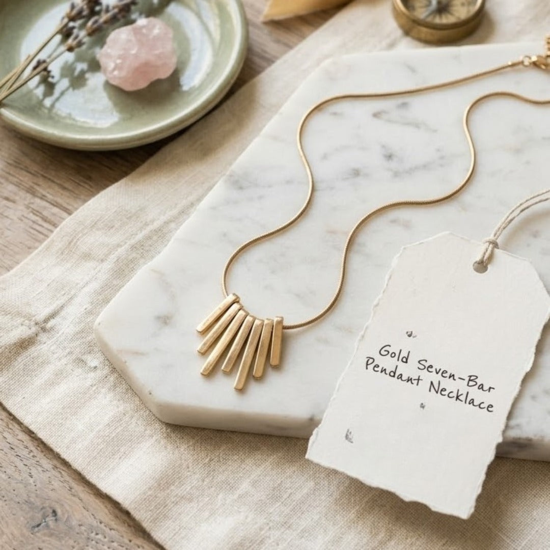 Modern Gold Geometric Bar Fringe Necklace