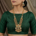 Antique Gold Plated Peacock Necklace Set with Green Stones