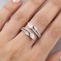 Pear Cut Stones Silver Split-Band Bypass Ring