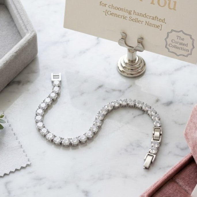 Brilliant Diamond Alternative Elegant Silver Tennis Bracelet
