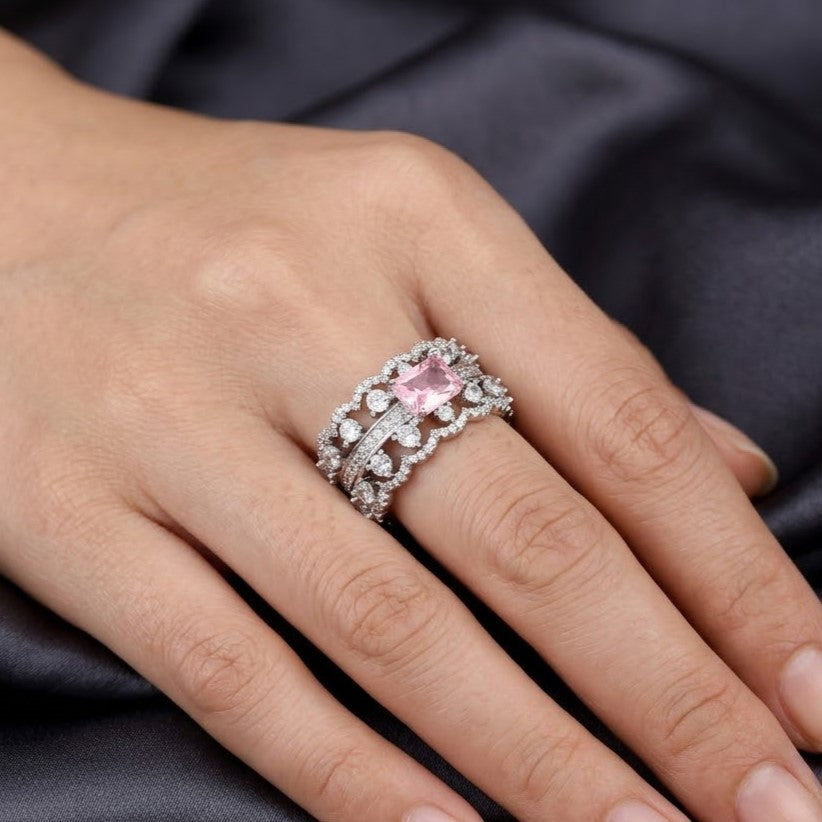 Vintage Inspired Pave Diamond Cocktail Free-Size Ring