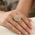 Stunning Gold-Tone CZ Floral Cluster Ring