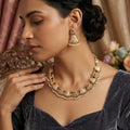 Pink & White Meenakari Necklace Set with Heart Motifs