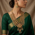Lakshmi Necklace Set with Multi-Layered and Green Beads