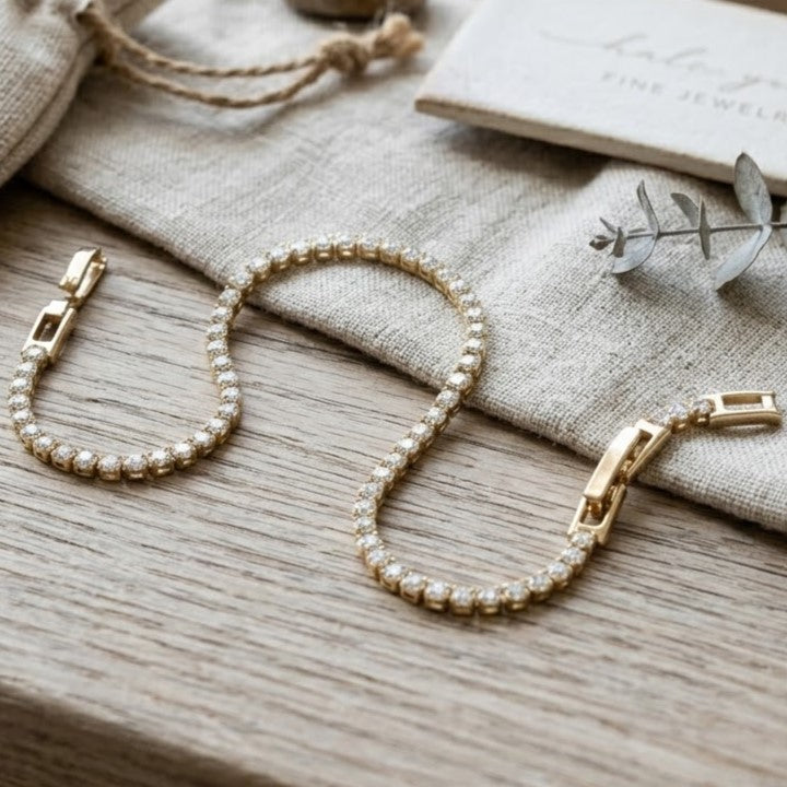 Sparkling Gold Plated Rhinestone Tennis Bracelet