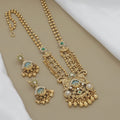 Antique Gold Plated Peacock Necklace Set with Green Stones