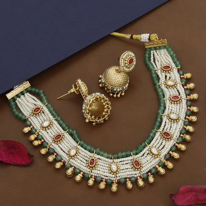 Antique Moti Mala Short Choker Necklace