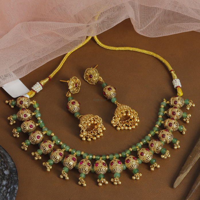 Antique Occasion Wear Necklace With Long Jumkha