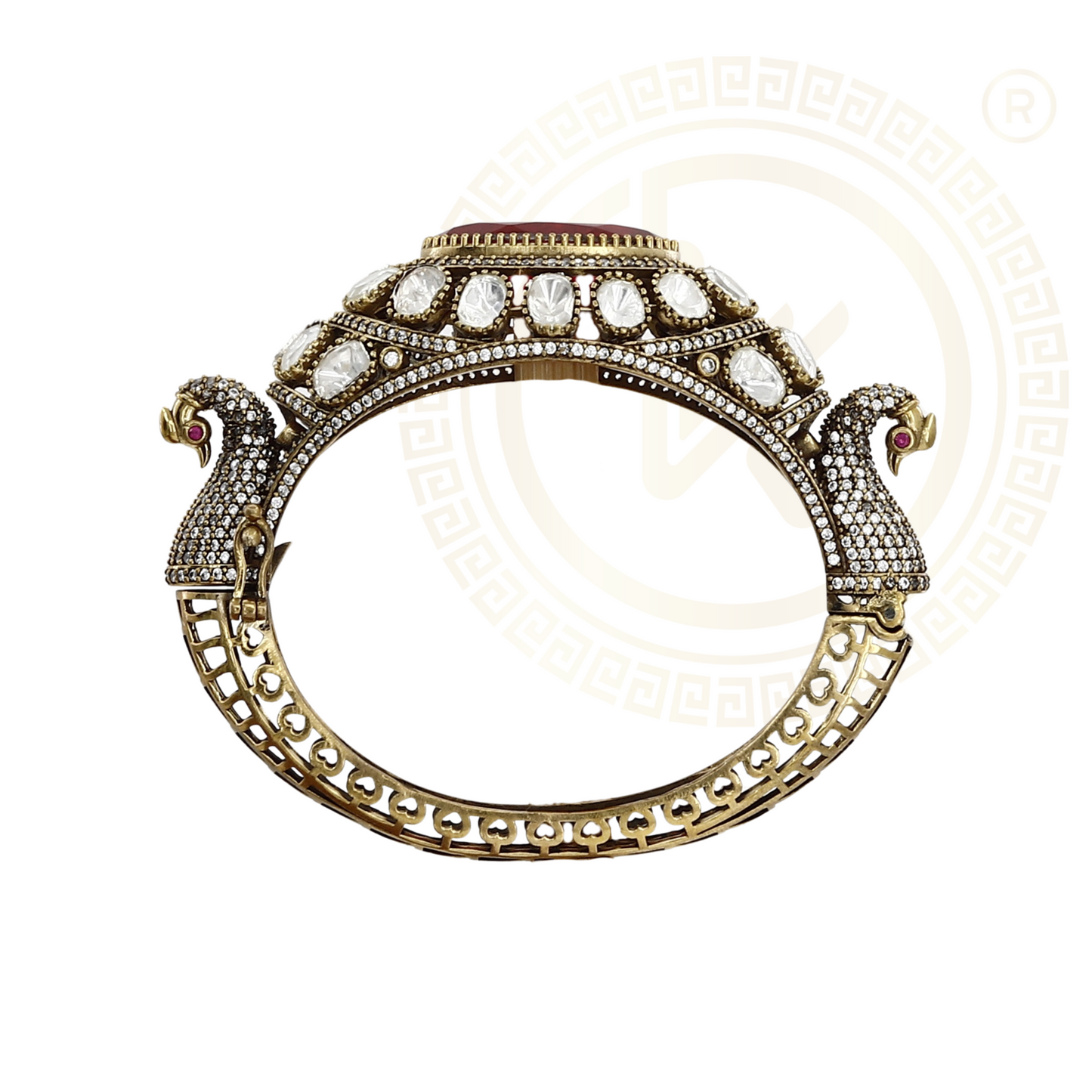 Authentic Moissanite Stones Polki Design Bangle Kada
