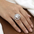 Stunning Silver Floral Ad Statement Party Ring