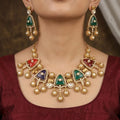 Multi-Color Statement Necklace Set with Elephant Motifs