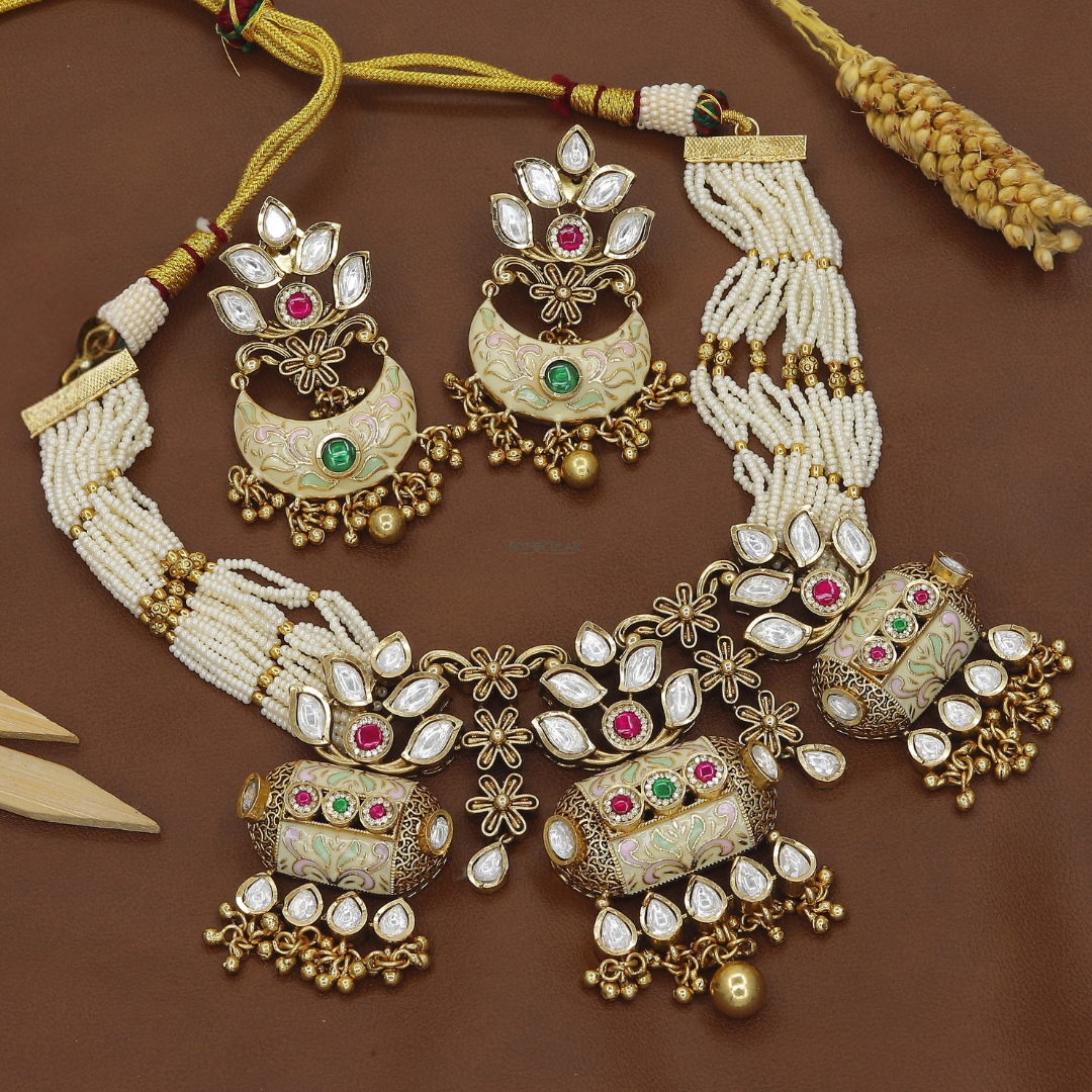 Big Wedding Kundan Pastel Design Short Necklace