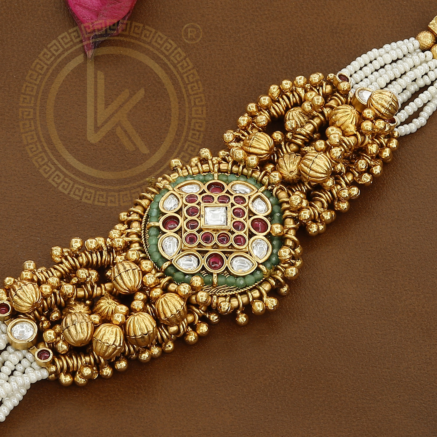 Buy Pearl & Gold Bead Antique Bracelet
