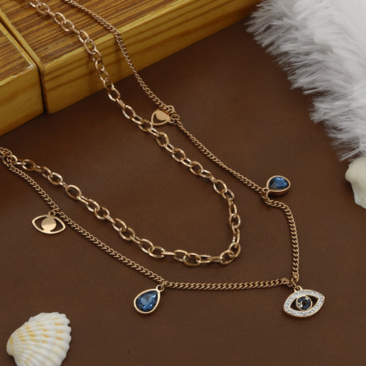 Double Chain Evil Eye Pendent For Women