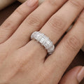 Adjustable Silver-Tone Baguette & Round Zirconia Band Ring