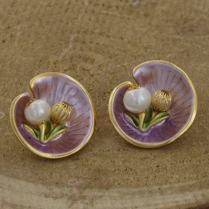 Circle Shape Purple Color Medium Size Earrings