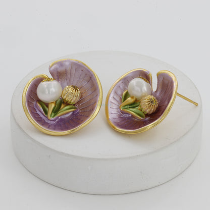 Circle Shape Purple Color Medium Size Earrings