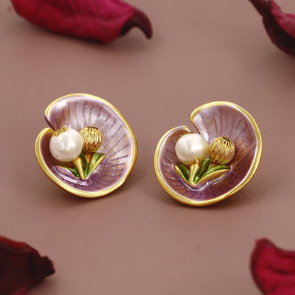 Circle Shape Purple Color Medium Size Earrings