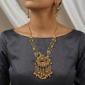Antique Gold Plated Peacock Necklace Set with Ruby and Green Stones