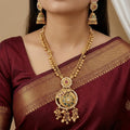 Grand Gold-Plated Jhumki Necklace Set with Elephant & Floral Motifs