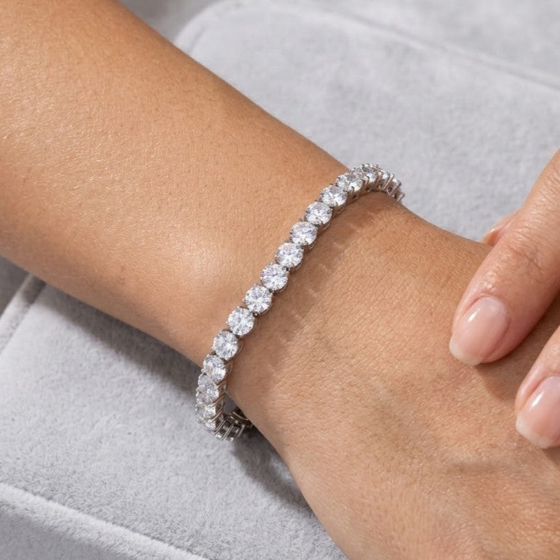 Brilliant Diamond Alternative Elegant Silver Tennis Bracelet