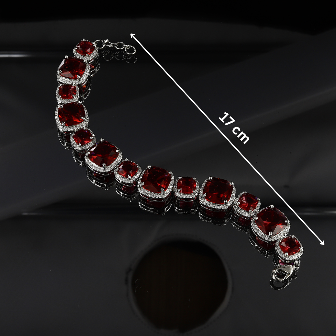 17cm Silver American Diamond Bracelet With Colors