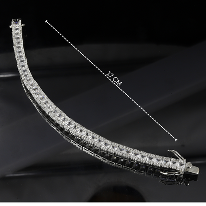 Square Shape Diamond Silver Loose Bracelet