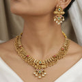 Traditional Antique Gold Plated Necklace & Earring Set
