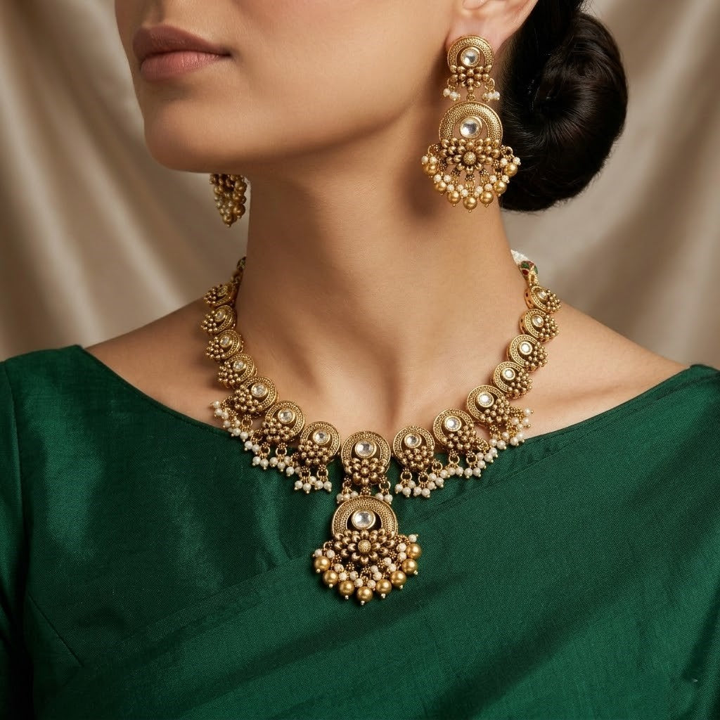 Traditional Antique Gold Tone Festive Necklace