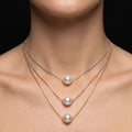Triple Chain Floating Pearl Necklace