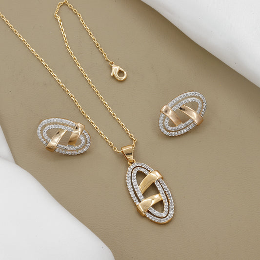 Elegant Dual Tone Pendent Earring Set