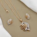 Elegant Gold Plated Floral Pendent Earring Set