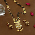 Exquisite Rajwadi Mina Gold Mangalsutra Set (26inc) with Black Beads