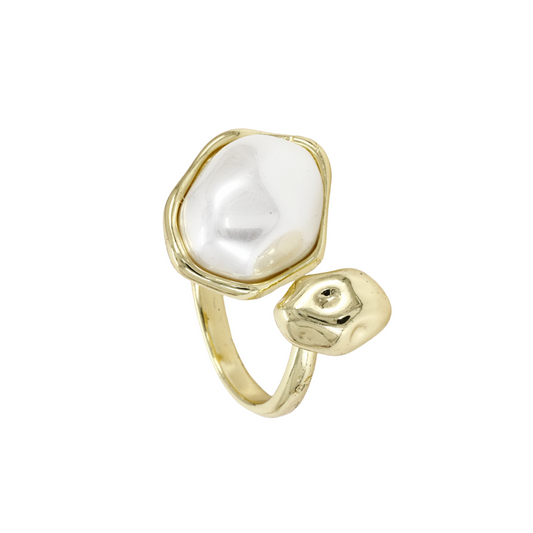 Big White Stone Goldpolish Western Freesize Ring