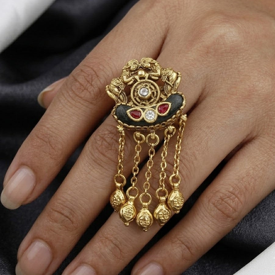 Antique Gold Temple Nakshi Heritage Ring